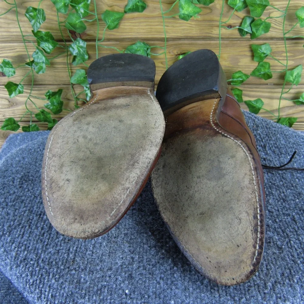 Johnston‎ & Murphy Men Handcrafted Derby Oxfords Brown Leather 10 Narrow 2025